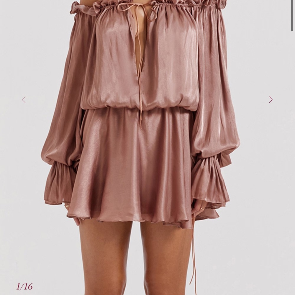 House of CB Satin Strapless Mini Dress in Dusty Rose